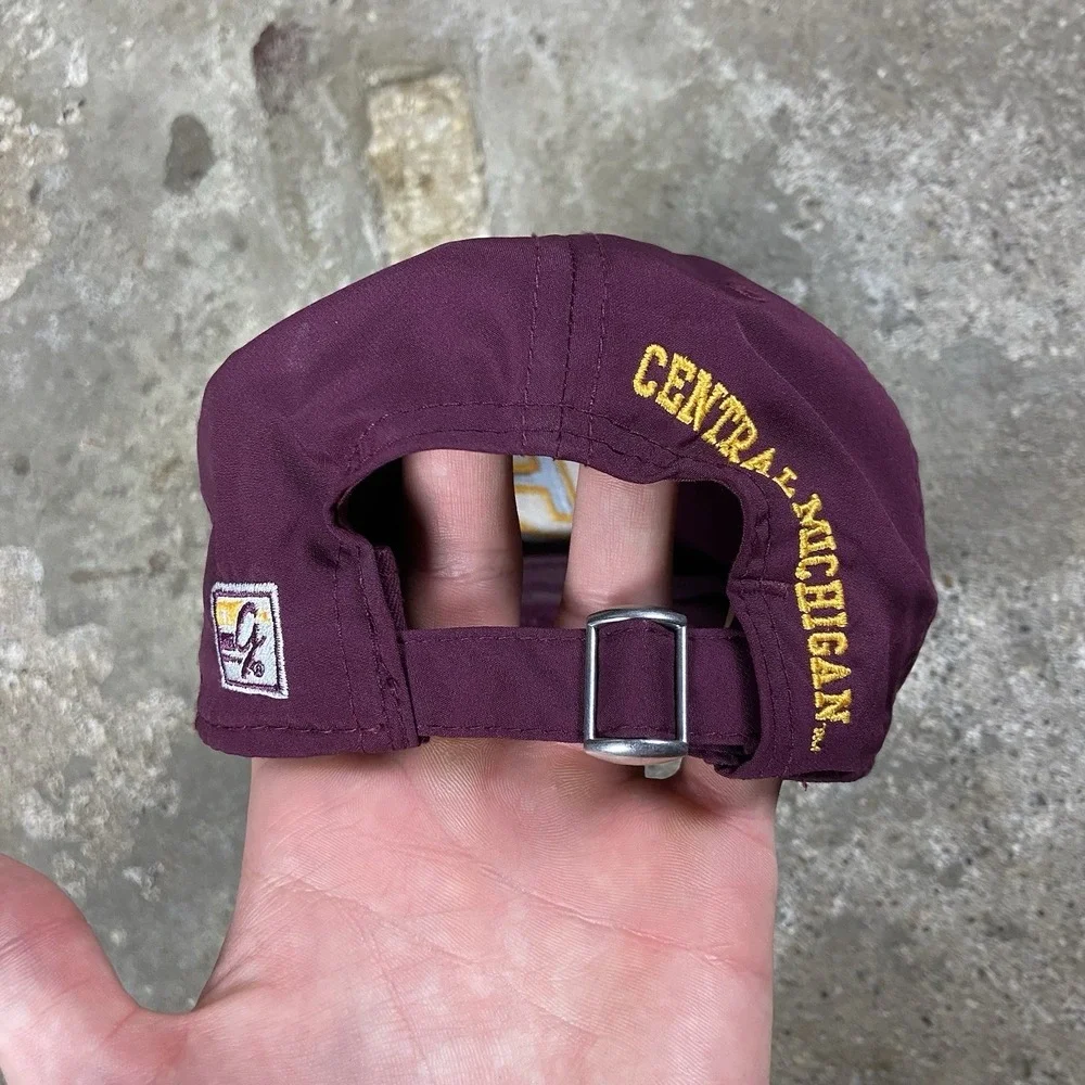 Vintage 90s Central Michigan University Cap Strap Back Adjustable Burgundy NCAA